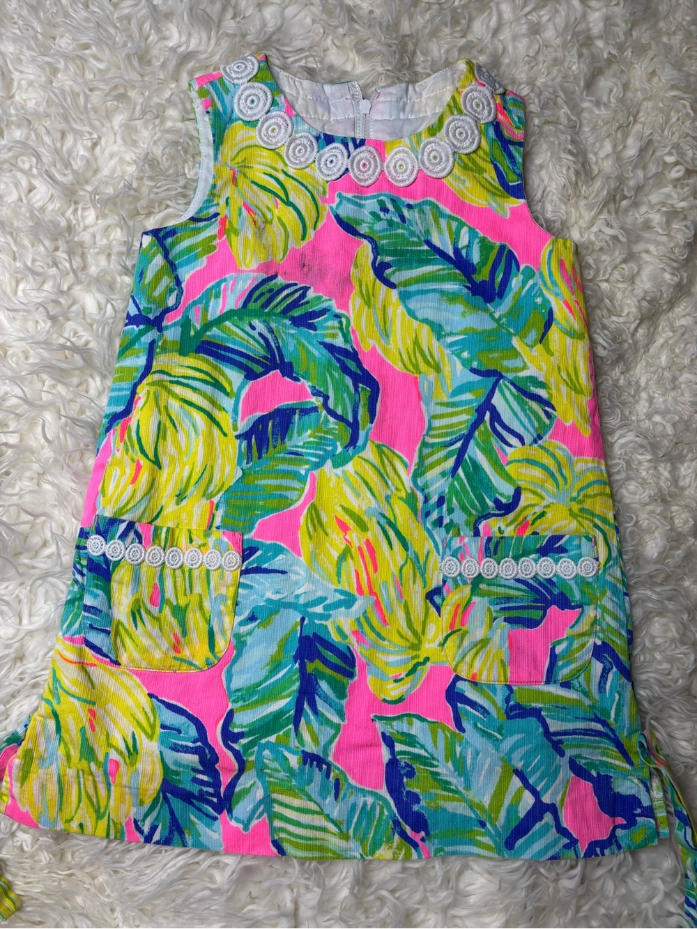 Lilly Pulitzer Pink Green Blue Tropical Shift Dress size four